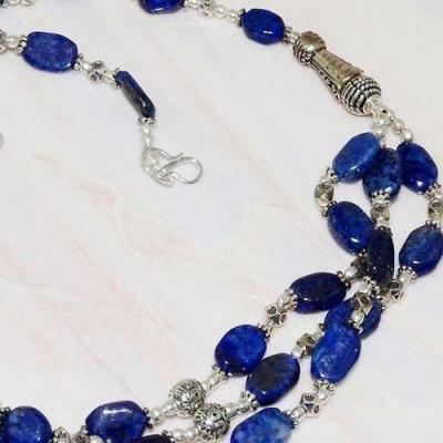Lpc 238b collier sautoir parure 51gr lapis lazuli bijou ethnique tibet argent 925 achat vente
