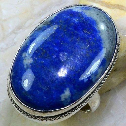 Lpc 247a bague chevaliere t59 lapis lazuli 22x35mm bijou ethnique afghan argent 925 achat vente