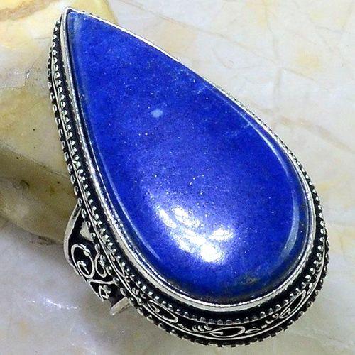 Lpc 248b bague chevaliere t55 lapis lazuli 18x35mm bijou ethnique afghan argent 925 achat vente