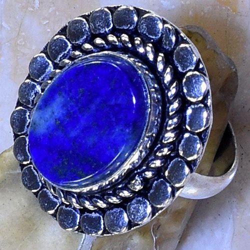 Lpc 253c bague chevaliere t54 lapis lazuli 20x30mm bijou ethnique afghan argent 925 achat vente