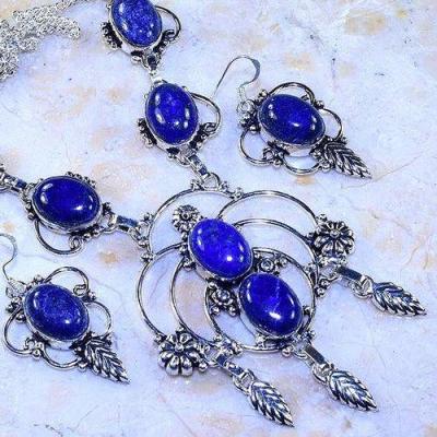 Lpc 259b collier boucles oreilles lapis lazuli bleu bijou ethnique afghanistan argent achat vente