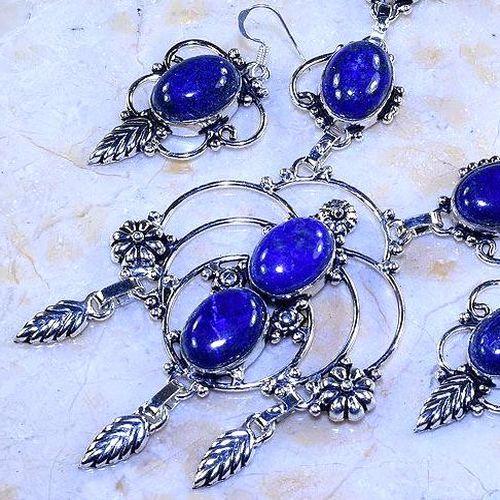 Lpc 259c collier boucles oreilles lapis lazuli bleu bijou ethnique afghanistan argent achat vente 1