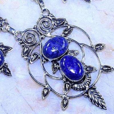 Lpc 260b collier boucles oreilles lapis lazuli bleu bijou tibet afghanistan argent 925 achat vente