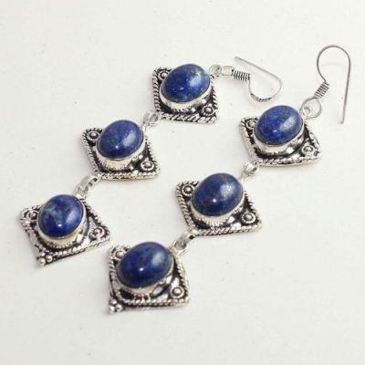 Lpc 267c boucles pendant oreilles lapis lazuli topaze bijou argent 925 achat vente 1