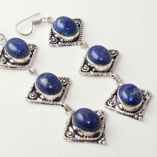 Lpc 267c boucles pendant oreilles lapis lazuli topaze bijou argent 925 achat vente 1