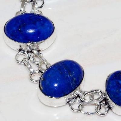 LPC-280 - Joli BRACELET  Ethnique avec 5 cabochons en LAPIS LAZULI  ovales 12 x 18 mm – argent 925 - 135 carats 27 gr