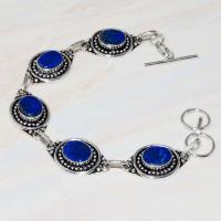 Lpc 288a bracelet 22gr lapis lazuli 10x15mm egyptien afghan bijou argent 925 achat vente