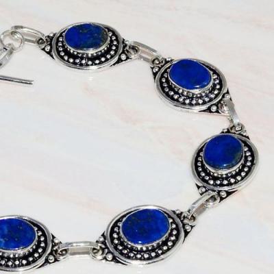 Lpc 288b bracelet 22gr lapis lazuli 10x15mm egyptien afghan bijou argent 925 achat vente