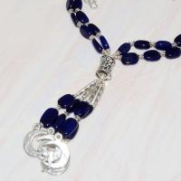 Lpc 290b collier sautoir parure 65gr lapis lazuli croissant ethnique afghan argent achat vente