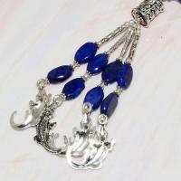 Lpc 290c collier sautoir parure 65gr lapis lazuli croissant ethnique afghan argent achat vente