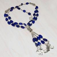 Lpc 290d collier sautoir parure 65gr lapis lazuli croissant ethnique afghan argent achat vente