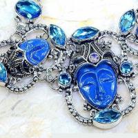 Lpc 297c bracelet 46gr lapis lazuli bouddha tibet chine afghan bijou argent 925 achat vente