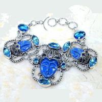 Lpc 297d bracelet 46gr lapis lazuli bouddha tibet chine afghan bijou argent 925 achat vente
