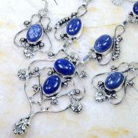 Lpc 299b collier boucles oreilles 45gr lapis lazuli tibet chine afghan bijou argent 925 achat vente 1