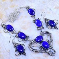 Lpc 300a collier boucles oreilles 60gr lapis lazuli tibet chine afghan bijou argent 925 achat vente