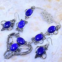 Lpc 300d collier boucles oreilles 60gr lapis lazuli tibet chine afghan bijou argent 925 achat vente
