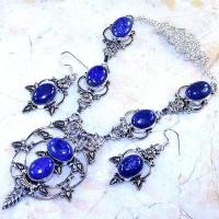 Lpc 306d collier boucles oreilles lapis lazuli tibet chine afghan bijou argent 925 achat vente