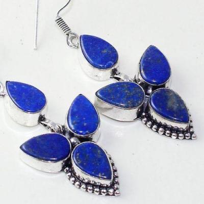 Lpc 308c boucles oreilles lapis lazuli tibet chine afghan bijou argent 925 achat vente 1