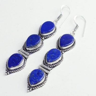 Lpc 309c boucles oreilles lapis lazuli tibet chine afghan bijou argent 925 achat vente