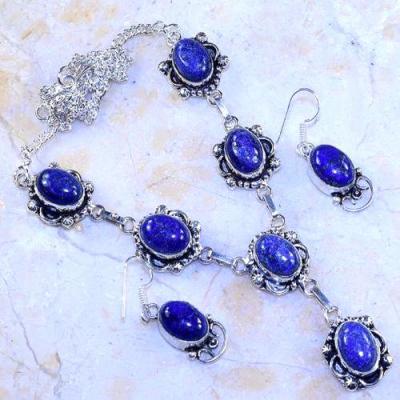 Lpc 328b collier boucles oreilles lapis lazuli tibet chine afghan bijou argent 925 achat vente