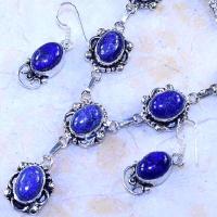 Lpc 328b collier boucles oreilles lapis lazuli tibet chine afghan bijou argent 925 achat vente