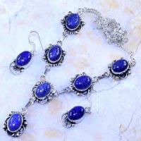 Lpc 328d collier boucles oreilles lapis lazuli tibet chine afghan bijou argent 925 achat vente