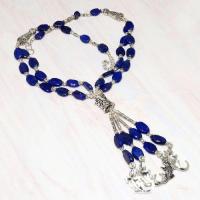 Lpc 347a collier sautoir parure 65gr lapis lazuli croissant ethnique afghan argent achat vente