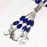 Lpc 347b collier sautoir parure 65gr lapis lazuli croissant ethnique afghan argent achat vente