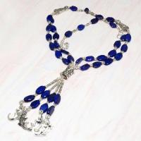 Lpc 347d collier sautoir parure 65gr lapis lazuli croissant ethnique afghan argent achat vente