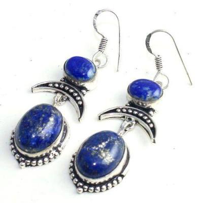 Lpc 355c boucles oreilles lapis lazuli achat vente bijou ethnique egyptien afghan argent 925