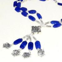 Lpc 356b collier sautoir parure 65gr lapis lazuli elephants ethnique afghan argent achat vente