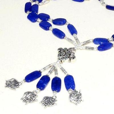 Lpc 356a collier sautoir parure 65gr lapis lazuli elephants ethnique afghan argent achat vente