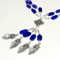 Lpc 358b collier sautoir parure 65gr lapis lazuli feuilles ethnique afghan argent achat vente