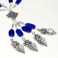 Lpc 358c collier sautoir parure 65gr lapis lazuli feuilles ethnique afghan argent achat vente