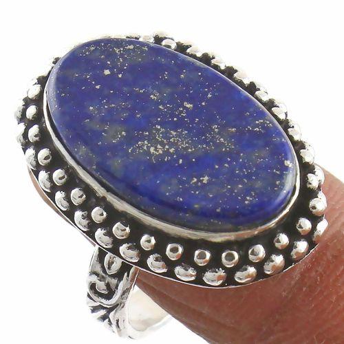 Lpc 367b bague chevaliere t60 10gr lapis lazuli 14x23mm tibet afghan bijou argent 925 achat vente