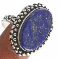 Lpc 367c bague chevaliere t60 10gr lapis lazuli 14x23mm tibet afghan bijou argent 925 achat vente