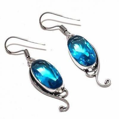 Lpc 368c collier boucles oreilles parure 39gr lapis lazuli topaze argent achat vente