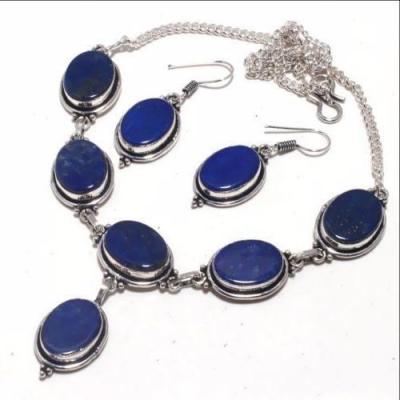 Lpc 372a collier boucles oreilles parure 36gr lapis lazuli ethnique bijou argent achat vente