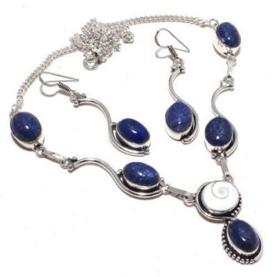 Lpc 377b collier boucles oreilles parure shiva 36gr lapis lazuli ethnique bijou argent achat vente