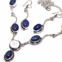 Lpc 377b collier boucles oreilles parure shiva 36gr lapis lazuli ethnique bijou argent achat vente
