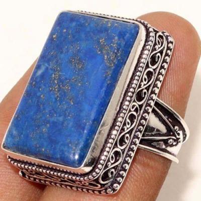 Lpc 381a bague chevaliere t52 16gr lapis lazuli 18x26mm tibet afghan bijou argent 925 achat vente