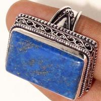 Lpc 381c bague chevaliere t52 16gr lapis lazuli 18x26mm tibet afghan bijou argent 925 achat vente