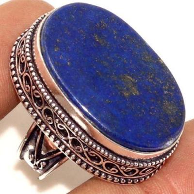 Lpc 382a bague chevaliere t53 17gr lapis lazuli 20x30mm tibet afghan bijou argent 925 achat vente
