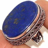 Lpc 382b bague chevaliere t53 17gr lapis lazuli 20x30mm tibet afghan bijou argent 925 achat vente