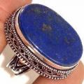 Lpc 382c bague chevaliere t53 17gr lapis lazuli 20x30mm tibet afghan bijou argent 925 achat vente