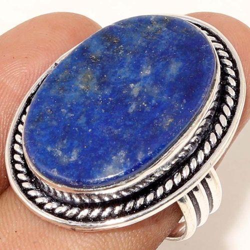 Lpc 387a bague chevaliere t57 10gr lapis lazuli 18x25mm tibet afghan bijou argent 925 achat vente