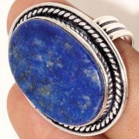 Lpc 387c bague chevaliere t57 10gr lapis lazuli 18x25mm tibet afghan bijou argent 925 achat vente