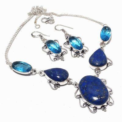Lpc 401b collier boucles oreilles 45gr lapis lazuli 24x35mm bijoux ethniques argent achat vente
