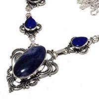 Lpc 438b collier sautoir parure 35gr lapis lazuli 20x40mm bijoux ethniques argent achat vente