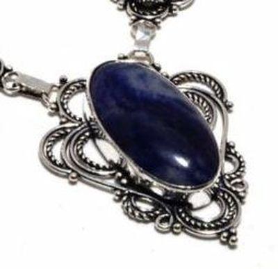 Lpc 438c collier sautoir parure 35gr lapis lazuli 20x40mm bijoux ethniques argent achat vente